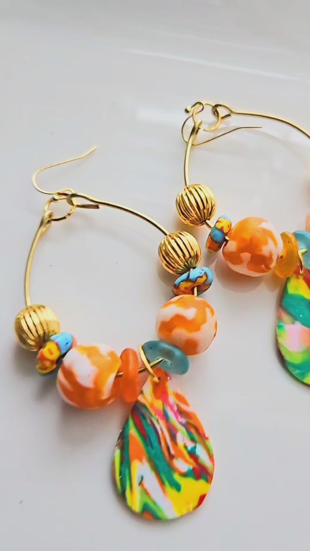Sunny Days Recycled Glass Bead Hoops