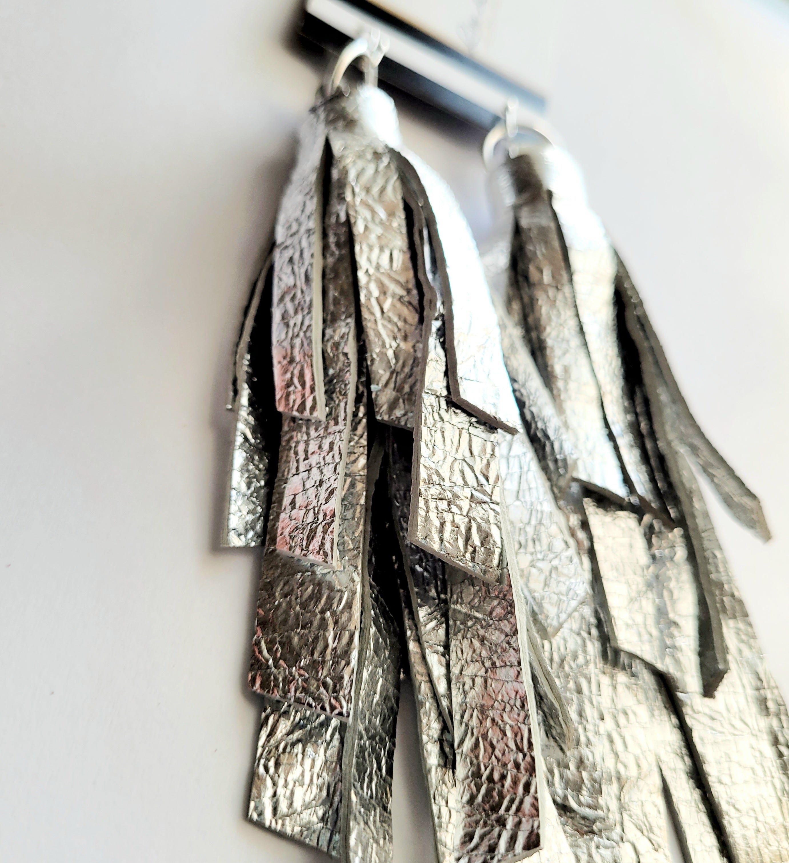 Silver Leather Tassels