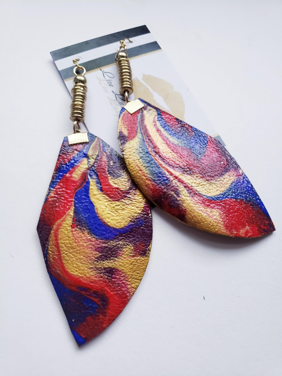 Multi-Color Custom Painted Geometric Earrings