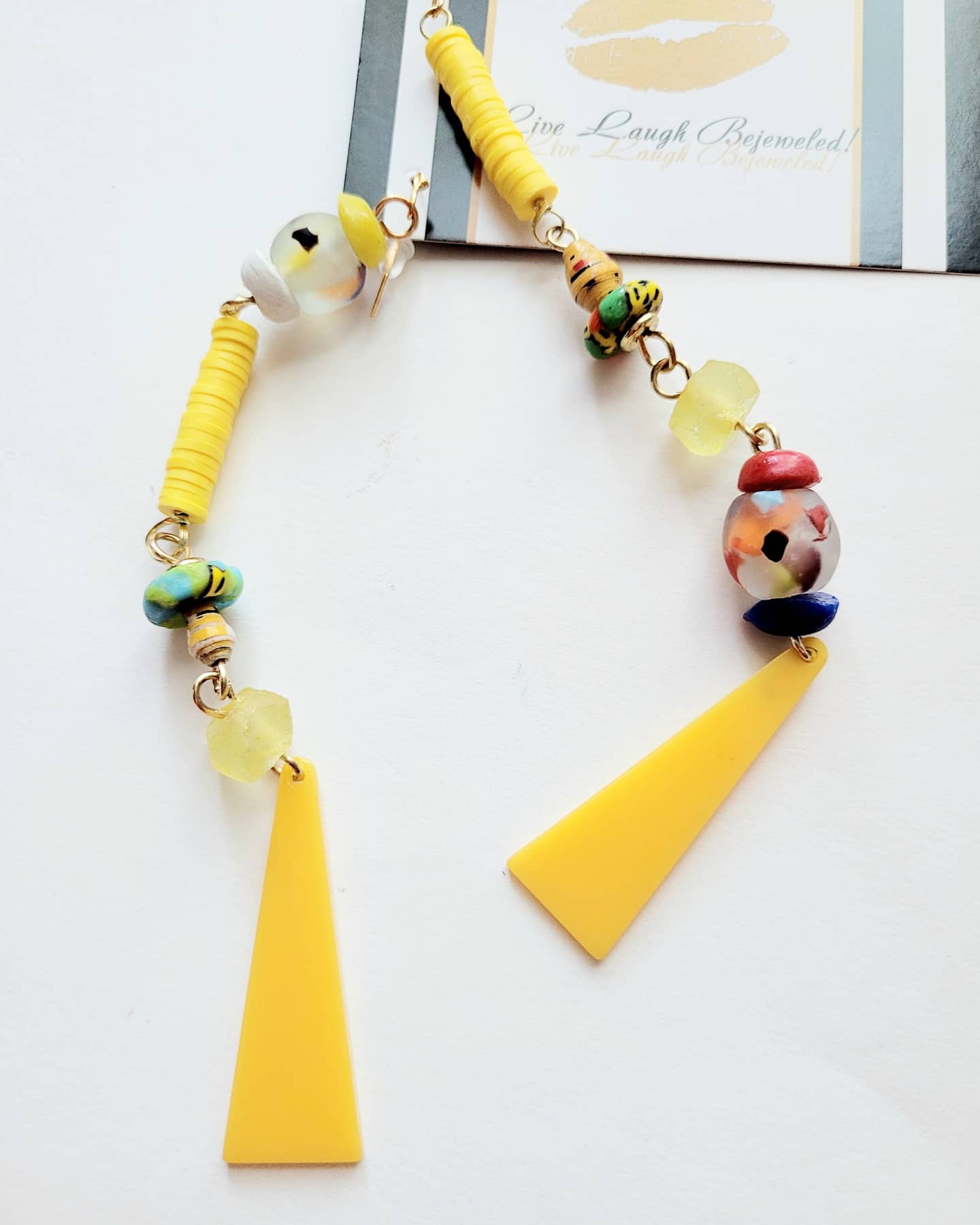 'Sunshine', Ghanaian recycled glass + acrylic beads